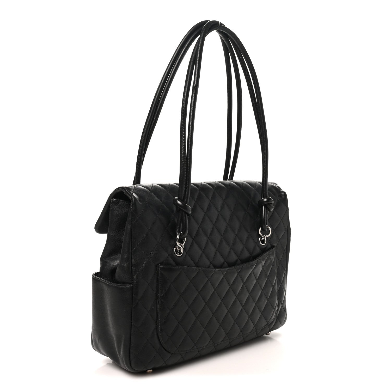 Chanel Calfskin Quilted Large Cambon Flap Black White 3 of 10
