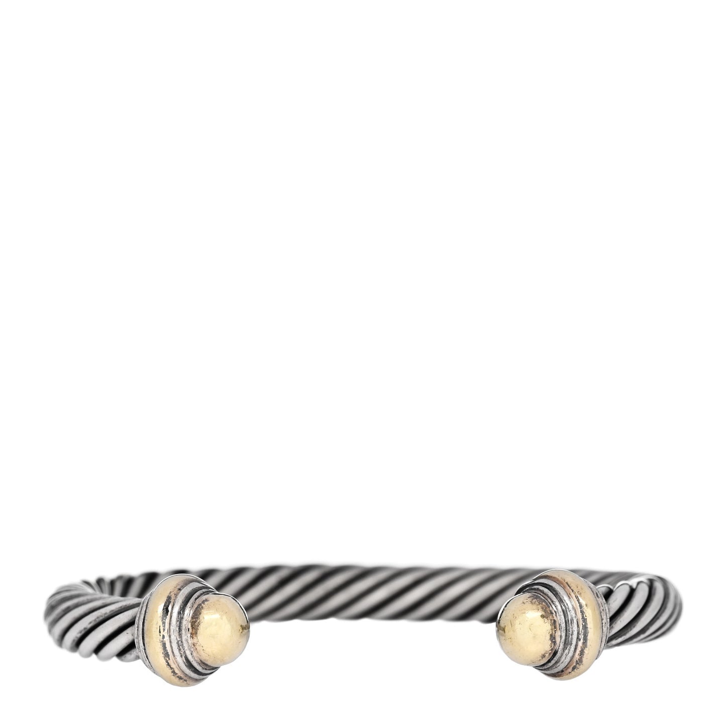 Sterling Silver 14K Yellow Gold 7mm Cable Classics Dome Bracelet