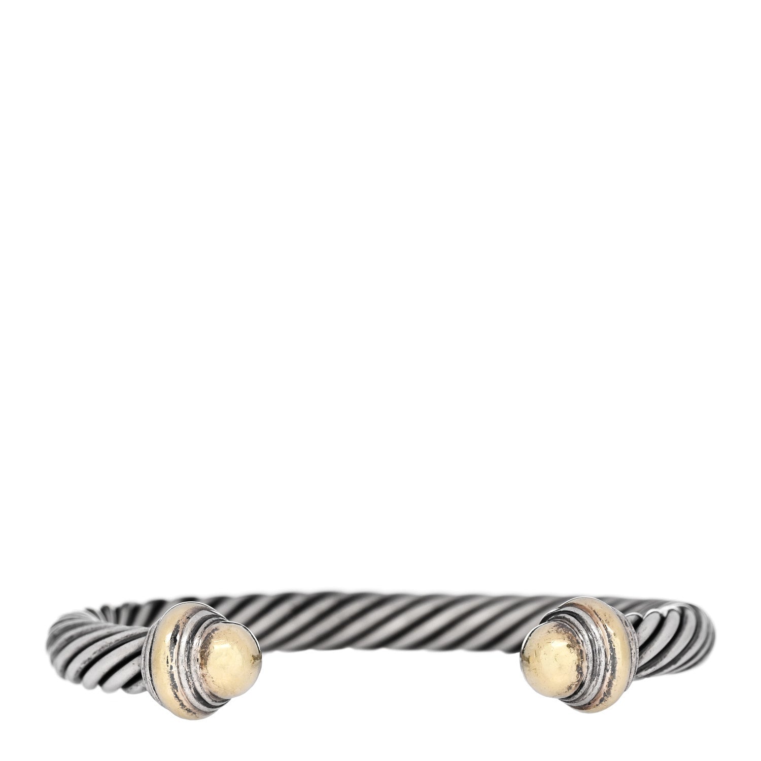 David Yurman Sterling Silver 14K Yellow Gold 7mm Cable Classics Dome Bracelet 1 of 3