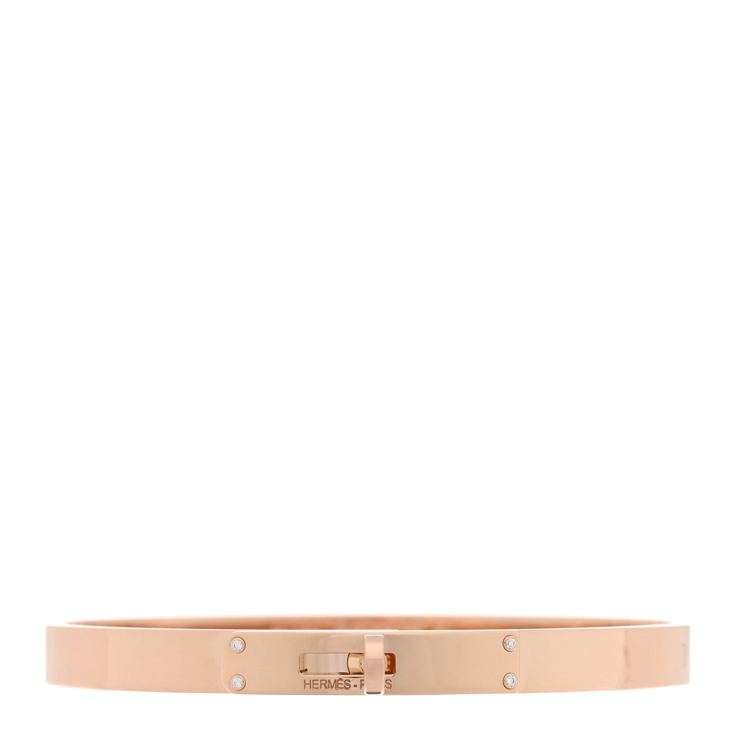 Hermes 18K Rose Gold Diamond PM Kelly Bracelet SH 1 of 3