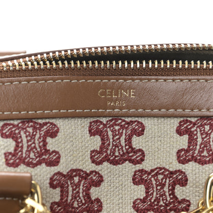 Celine Triomphe Textile Calfskin Small Boston Bag Red 6 of 9