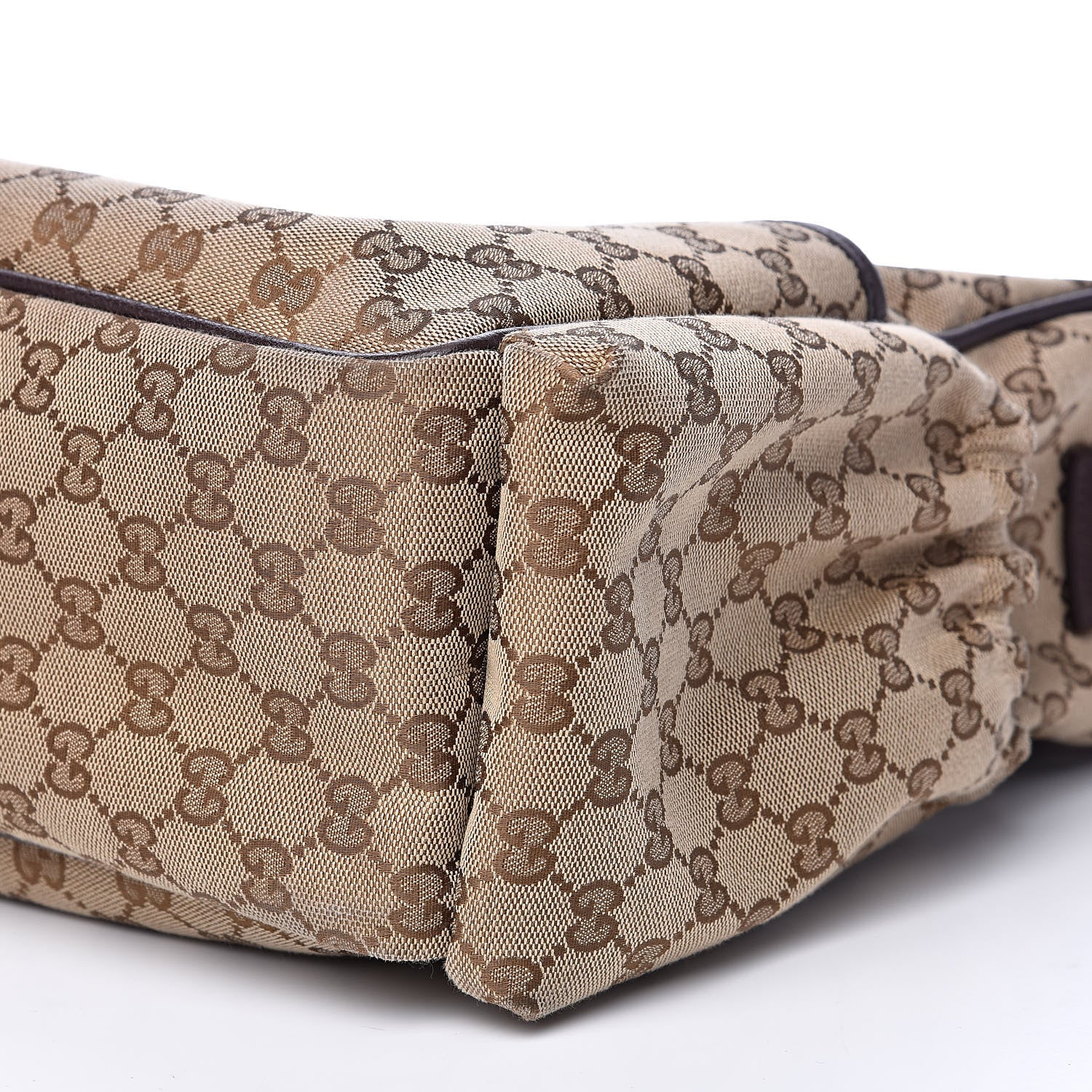 Gucci Monogram Natural Pigskin Large Diaper Bag Beige Ebony Cocoa Dark Chocolate 10 of 14