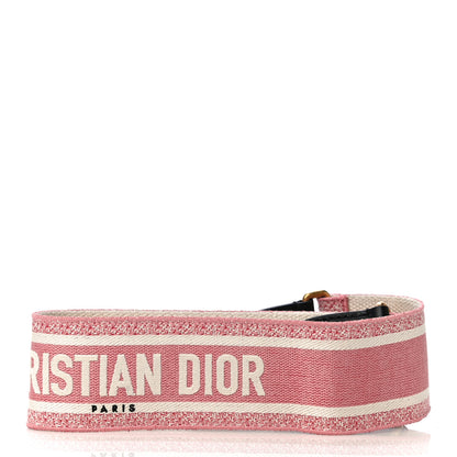 Christian Dior Canvas Embroidered Shoulder Strap Pink Multicolor 2 of 7