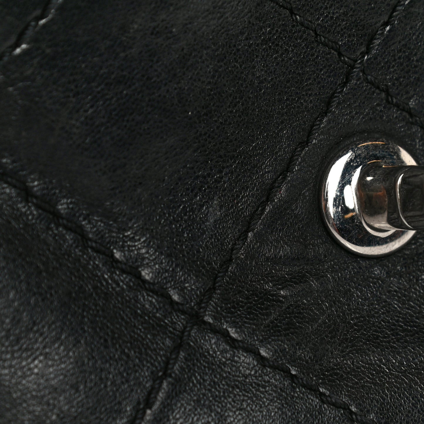 Lambskin Small Stitched Mini Flap Black