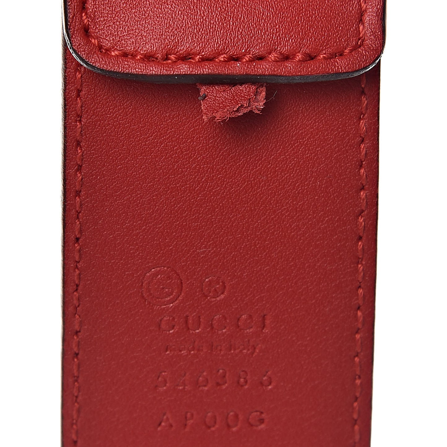 Moon Calfskin Interlocking G 37mm Belt 80 32 Vibrant Red