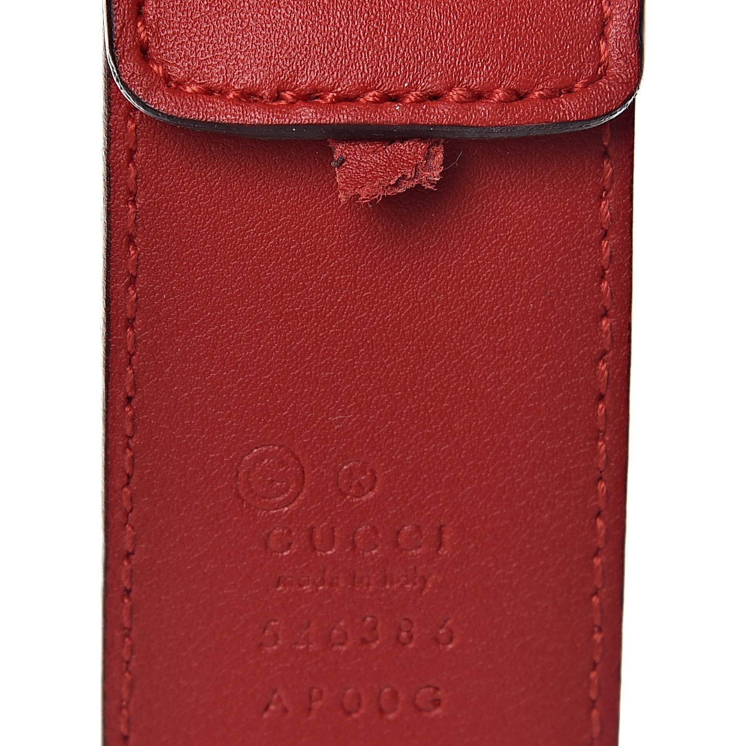 Gucci Moon Calfskin Interlocking G 37mm Belt 80 32 Vibrant Red 9 of 9