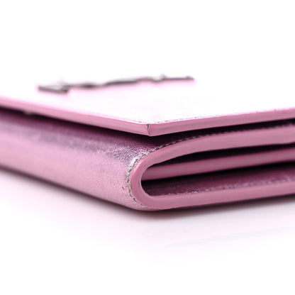 Saint Laurent Metallic Calfskin Classic Monogram Cassandre Wallet New Azalea 8 of 12