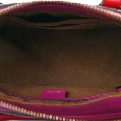 Gucci GG Supreme Monogram Moon Calfskin Small Zip Top Tote Beige Ebony Hibiscus Red New Rosette 5 of 10