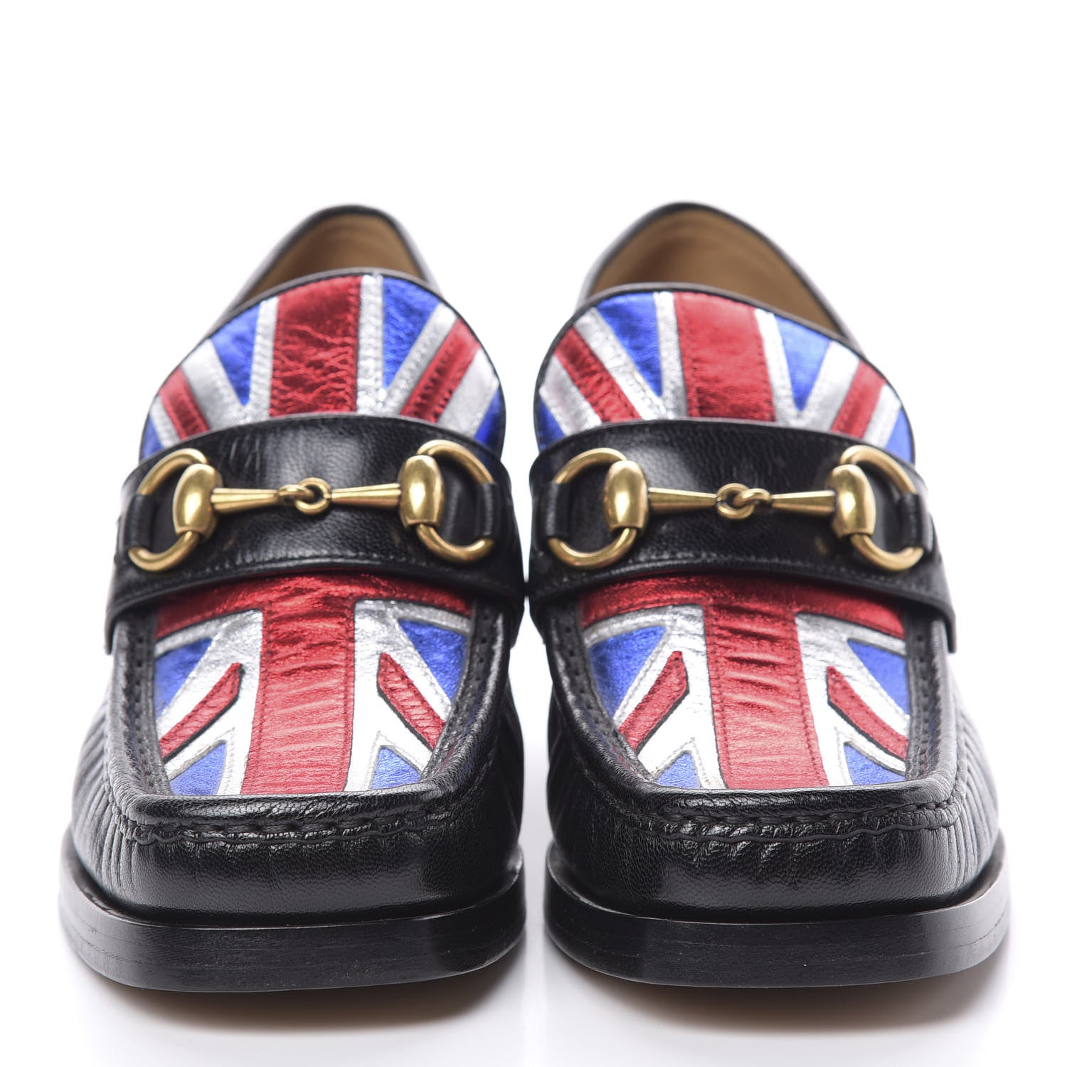 Gucci Lambskin Union Jack Horsebit Loafer Pumps 35.5 Black 2 of 9