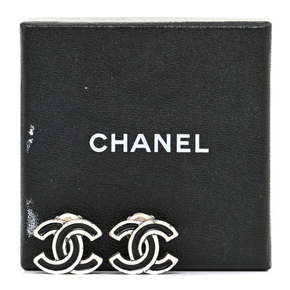 Chanel Ruthenium CC Clip On Earrings Silver Black 8 of 8