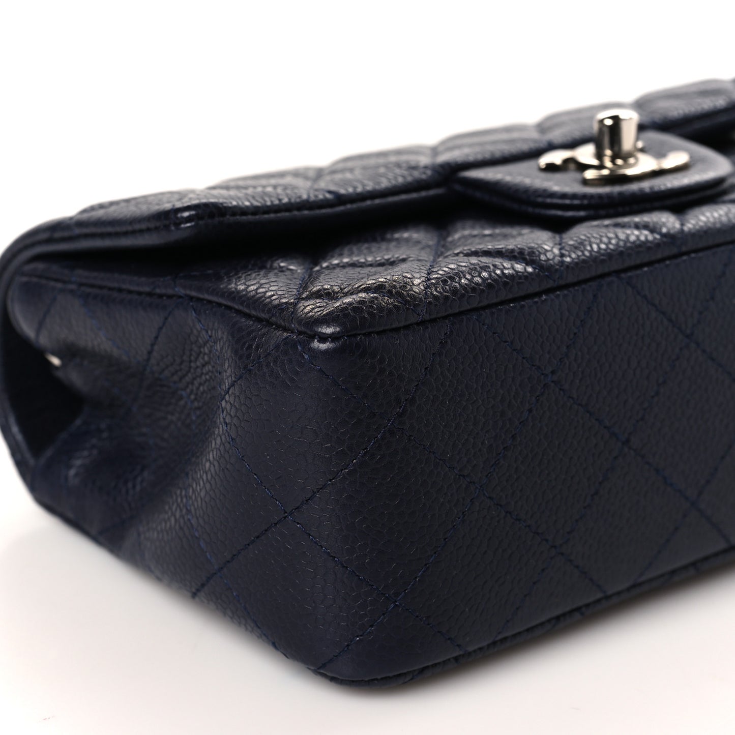 Caviar Quilted Mini Rectangular Flap Navy