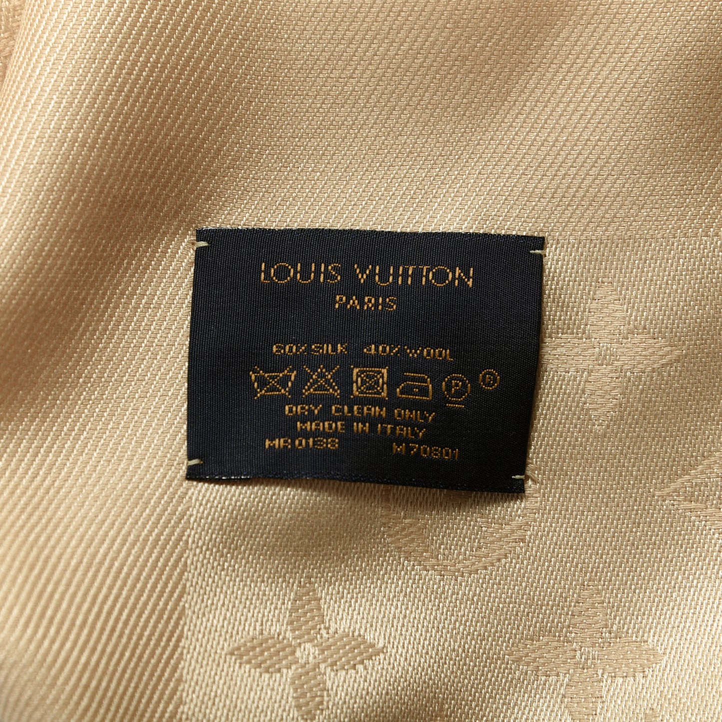 Silk Wool Monogram Shawl Natural