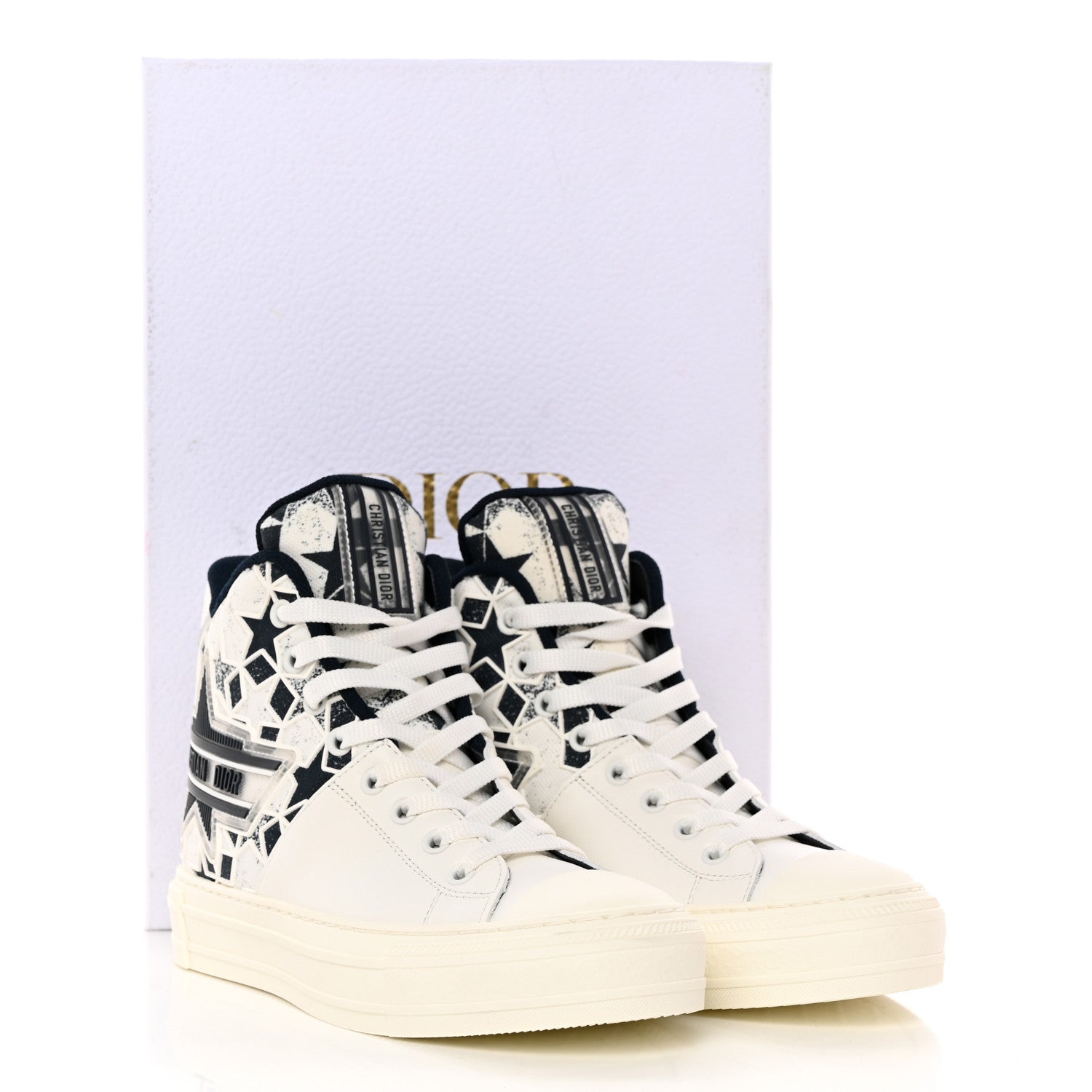 Christian Dior Canvas Embroidered Womens Walk'n' Dior Star High Top Sneakers 36 White Navy 12 of 12