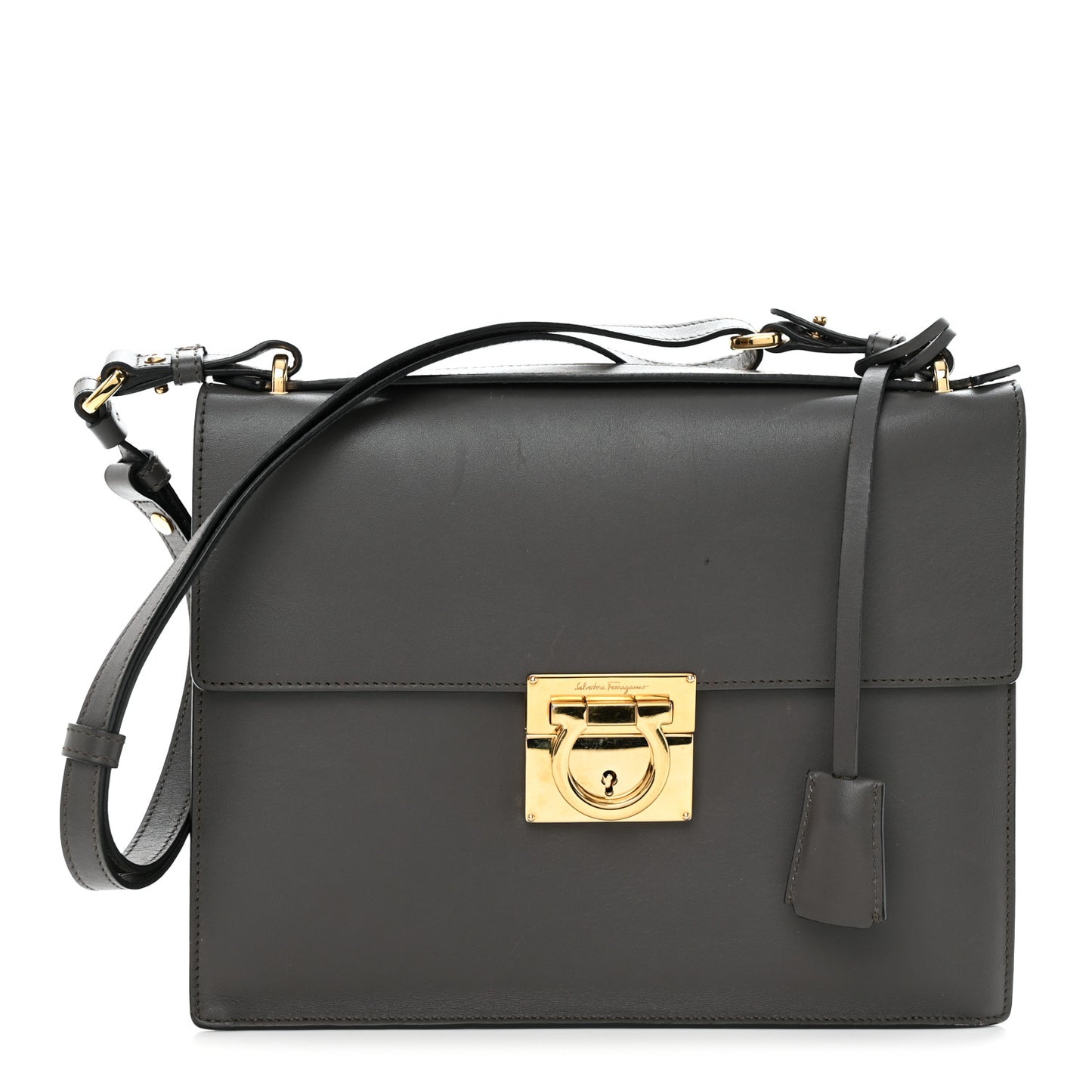 Calfskin Gancio Lock Satchel Grey