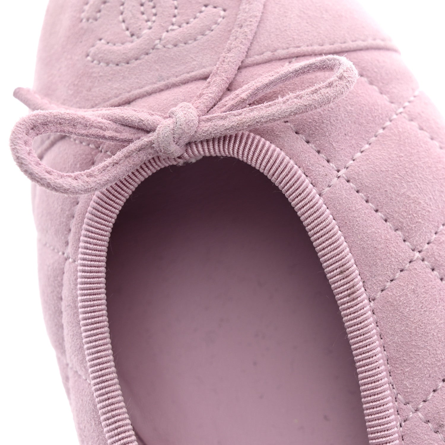 Chanel Suede Quilted Cap Toe CC Ballerina Flats 38.5 Light Pink 12 of 14