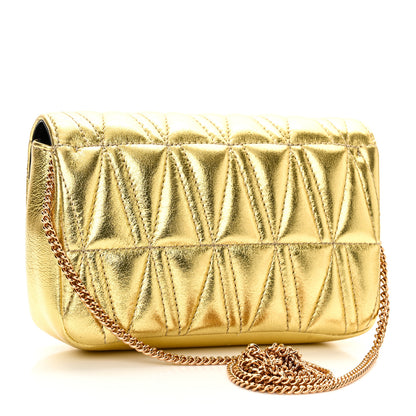 Versace Metallic Nappa Quilted Virtus Evening Bag Gold 3 of 9