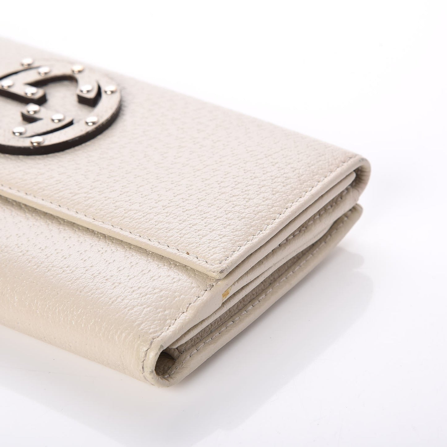 Calfskin Studded Soho Continental Wallet White