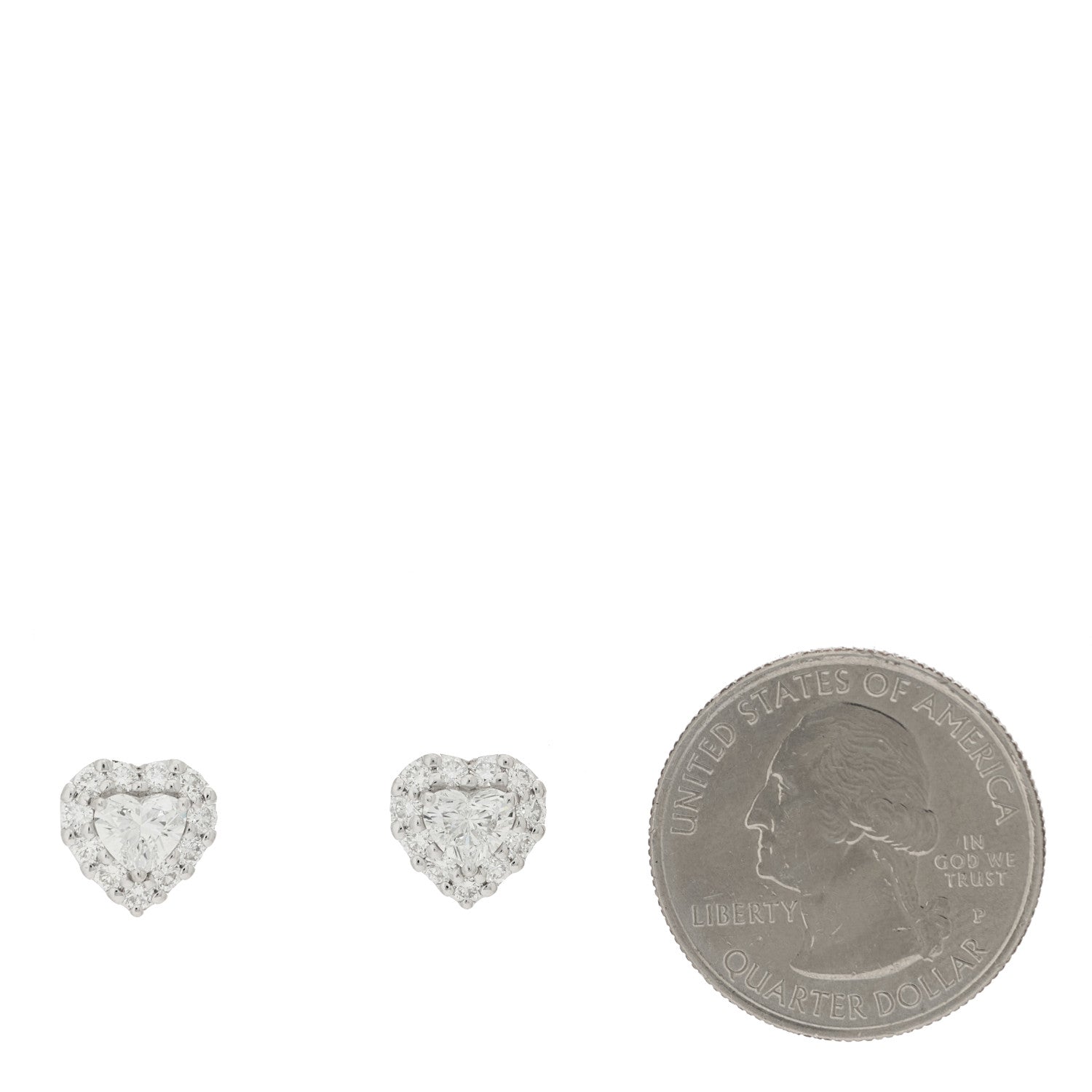 Graff 18K White Gold Diamond 1.66ctw Icon Heart Stud Earrings 2 of 5