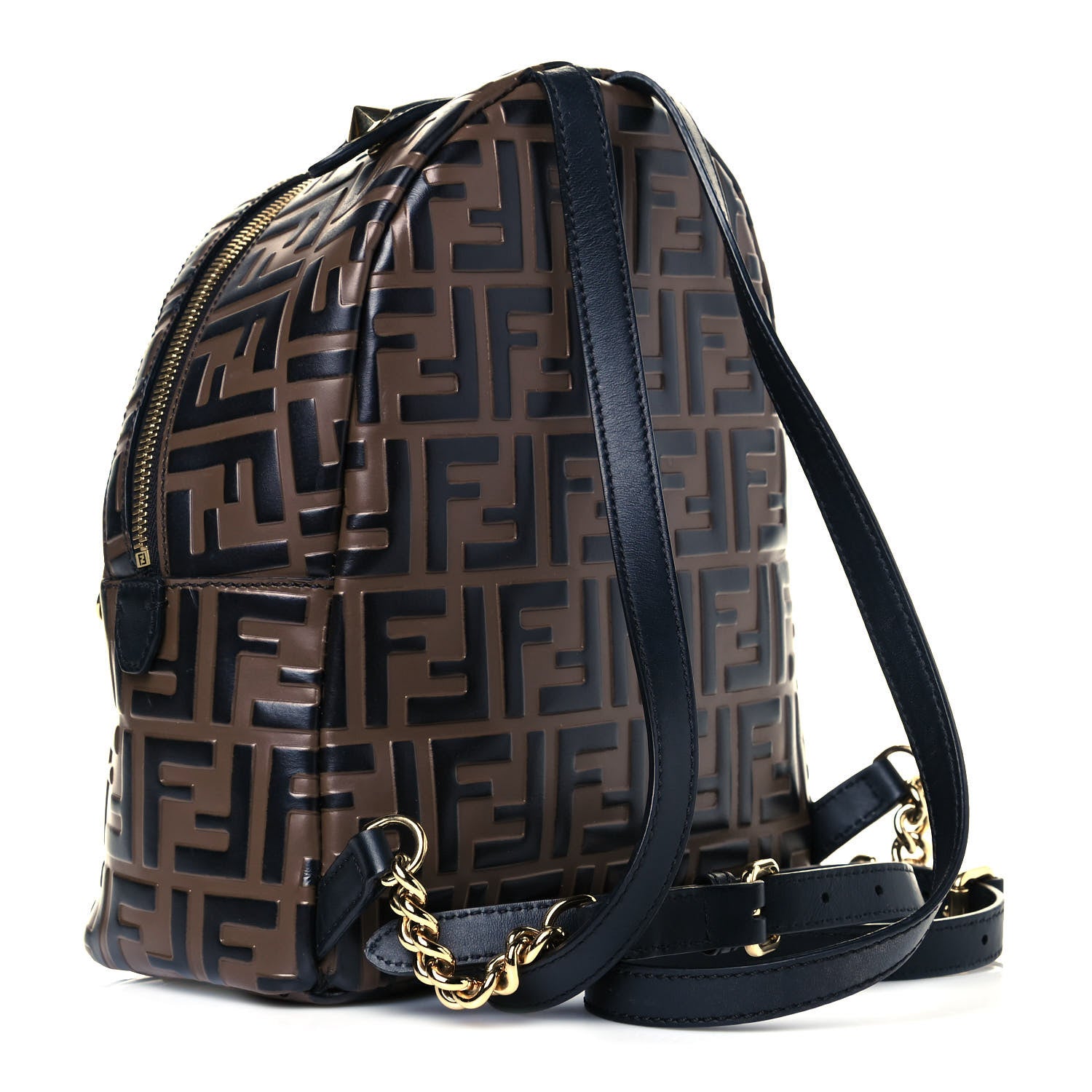 Fendi Vitello Bi-Color FF 1974 Embossed Mini Backpack Maya Black 2 of 12