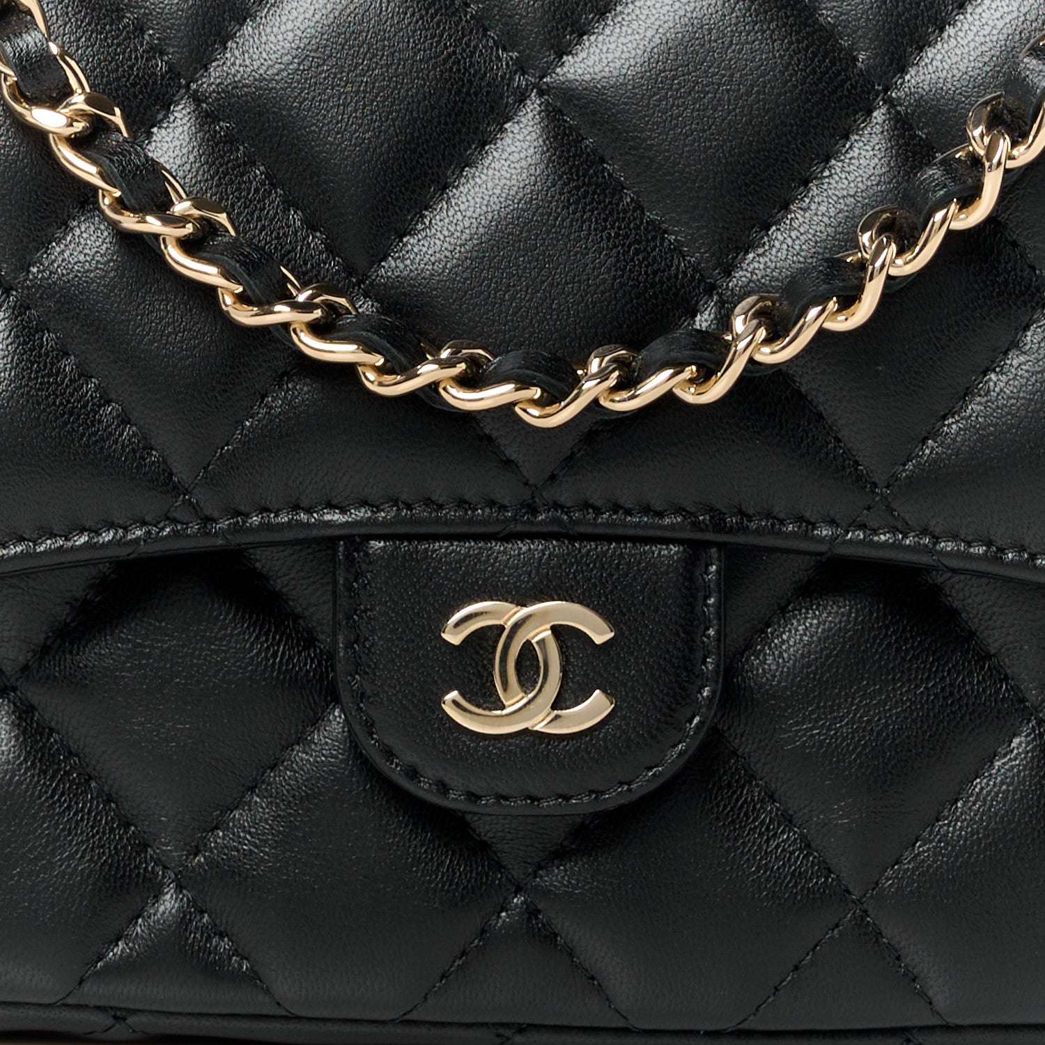 Chanel Lambskin Quilted Flap Phone Holder With Chain Black 10 of 13