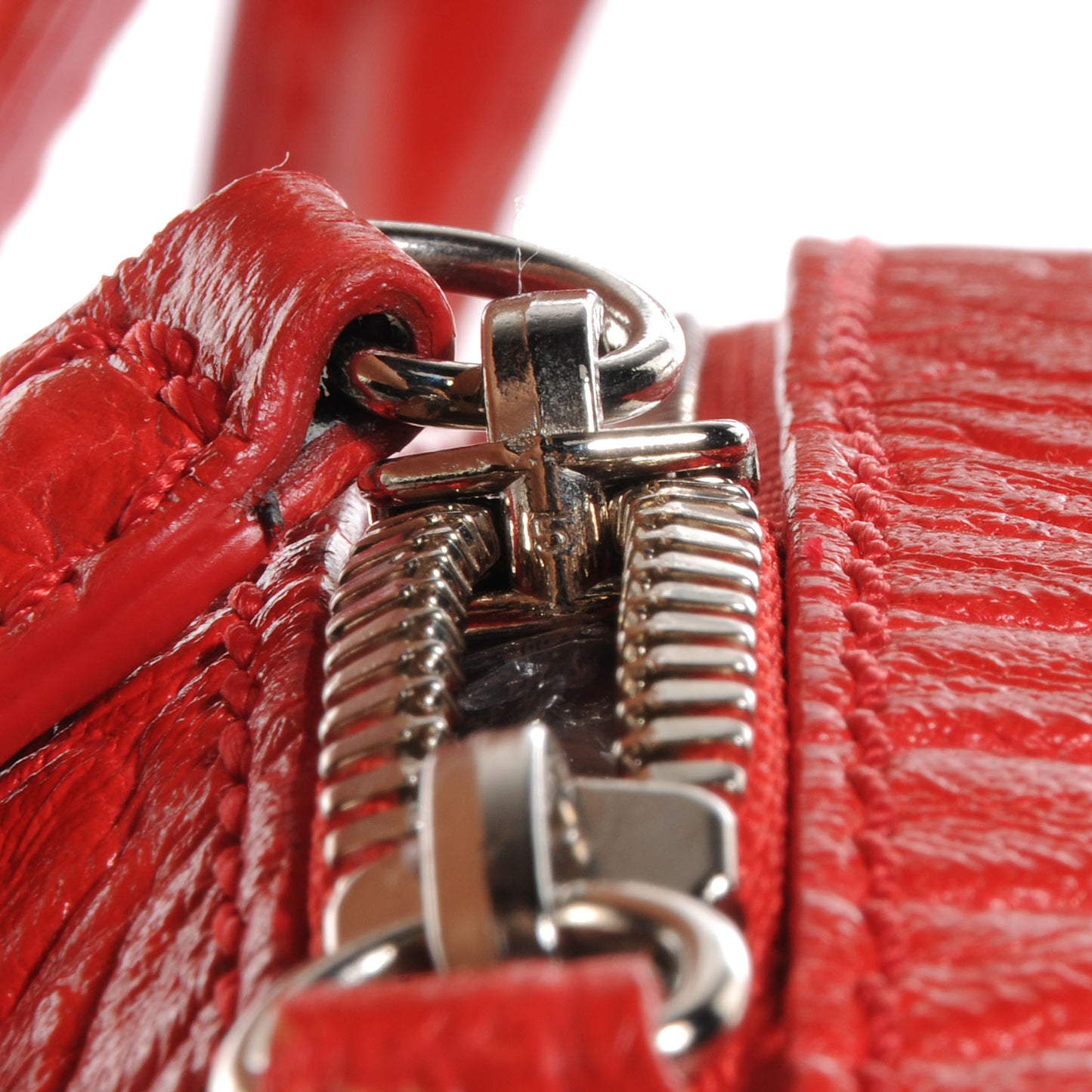 Calfskin Crocodile Embossed Large Nightingale Red