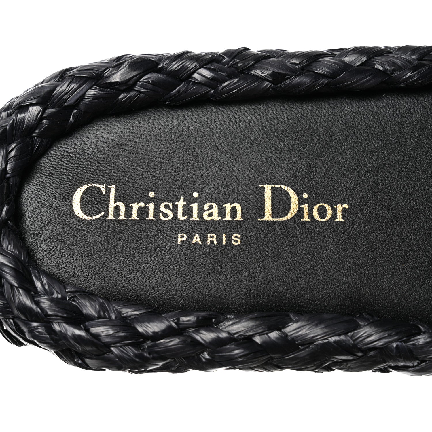 Christian Dior Raffia Embroidered Dway Mules Slide Sandals 36.5 Black 7 of 9