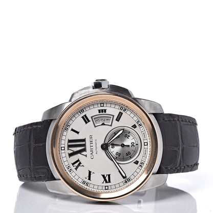 Cartier Stainless Steel 18K Pink Gold Alligator 42mm Calibre de Cartier Automatic Watch 3 of 8
