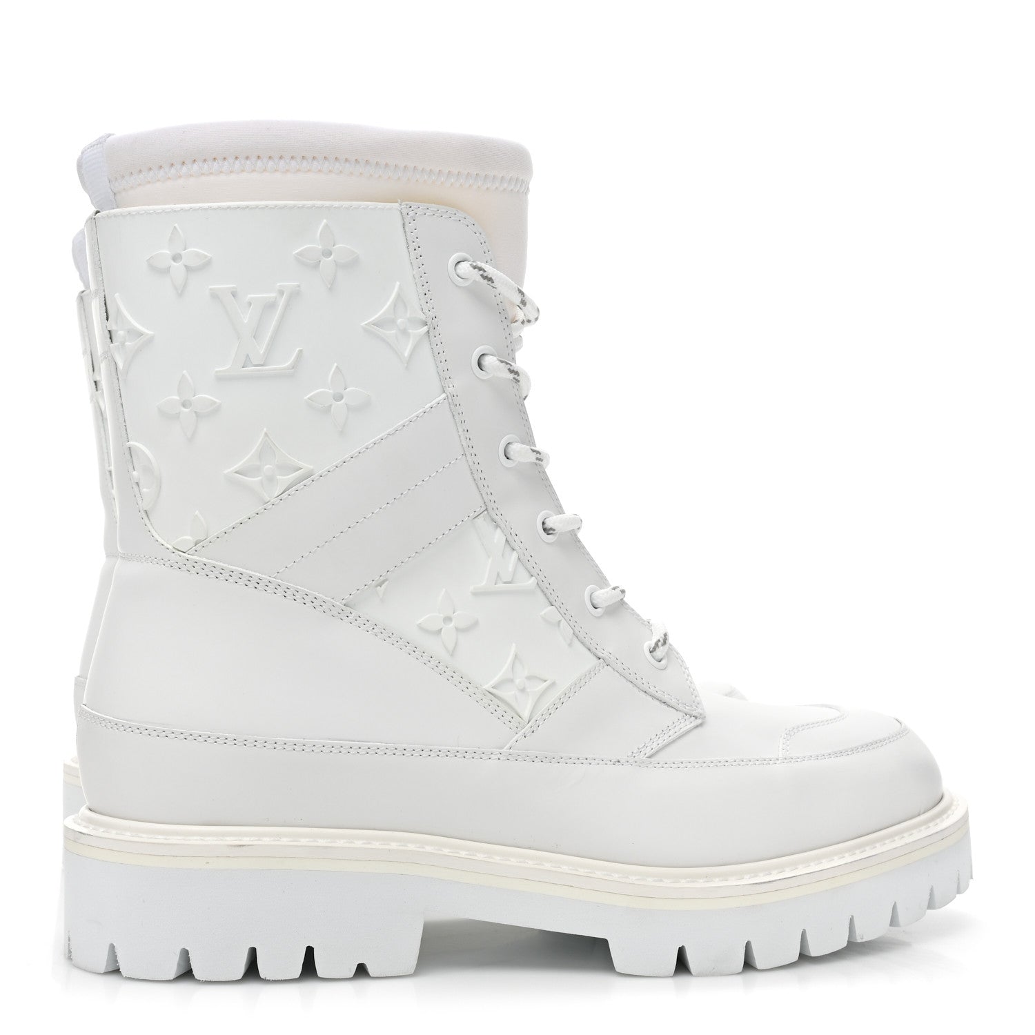Louis Vuitton Rubber Monogram Embossed Neoprene Mens Landscape Ankle Boots 36.5 White 4 of 8