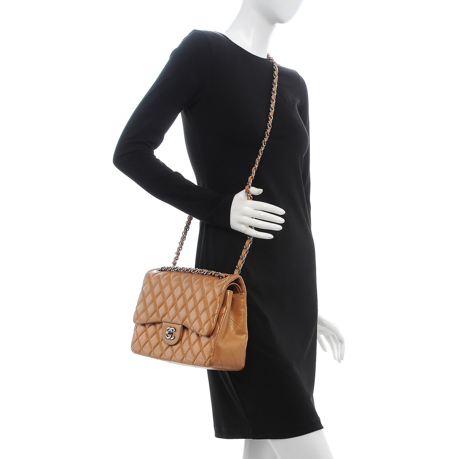 Chanel Metallic Caviar Quilted Jumbo Double Flap Copper 2 of 8