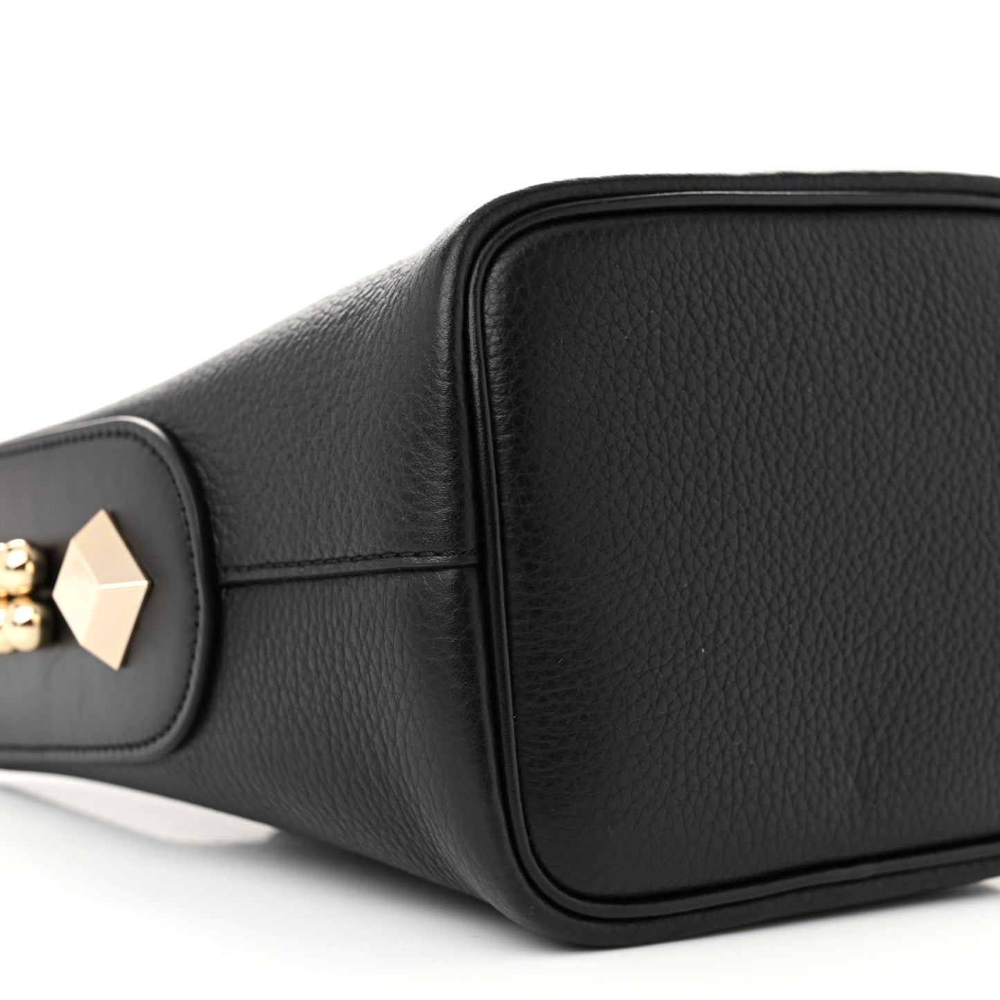 Grained Calfskin Mini Carasky Bucket Bag Black