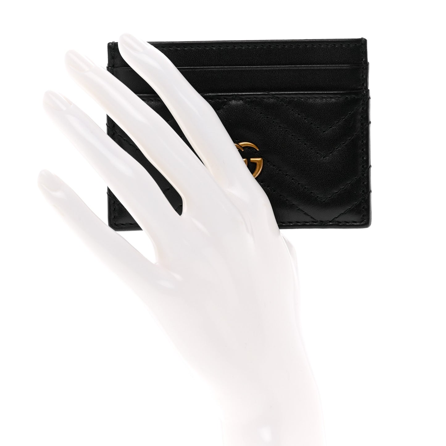 Calfskin Matelasse GG Marmont Card Holder Black