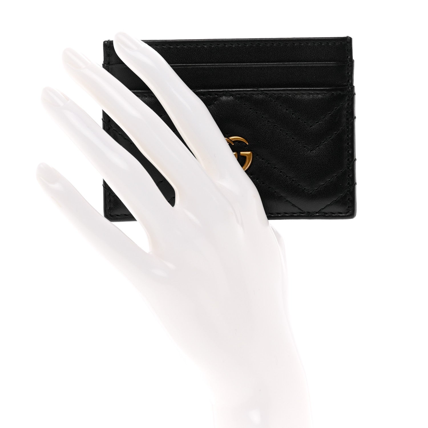 Gucci Calfskin Matelasse GG Marmont Card Holder Black 2 of 6