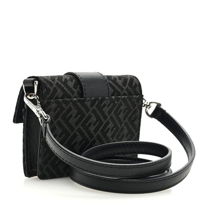 Fendi Recycled Fabric Jacquard Vitello Cover Micro FF Micro Flat Baguette Asfalto 3 of 9