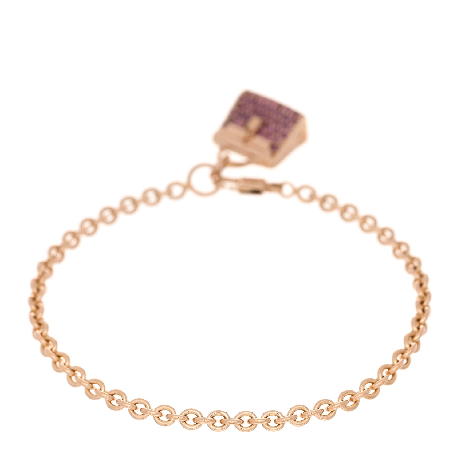 Hermes 18K Rose Gold Pink Sapphire Kelly Amulettes Bracelet ST 2 of 3