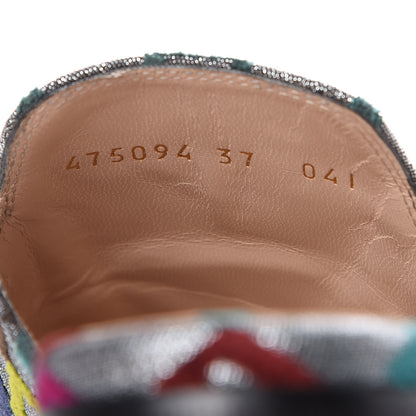 Gucci Velvet Lurex Square G Womens Princetown Slippers 37 Silver Multicolor 8 of 9