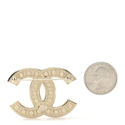 Chanel Metal Crystal Graduated Pearl CC Brooch Gold 2 of 3