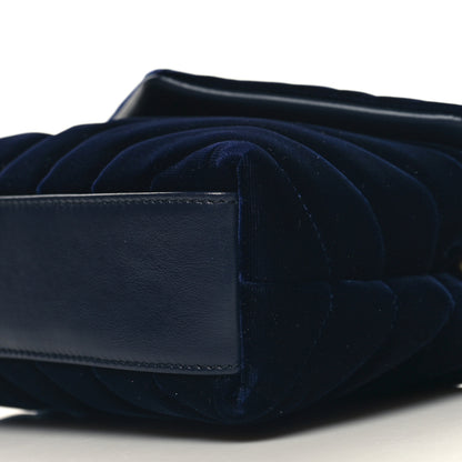 Saint Laurent Velvet Y Quilted Monogram Toy Loulou Chain Satchel Deep Marine 11 of 12