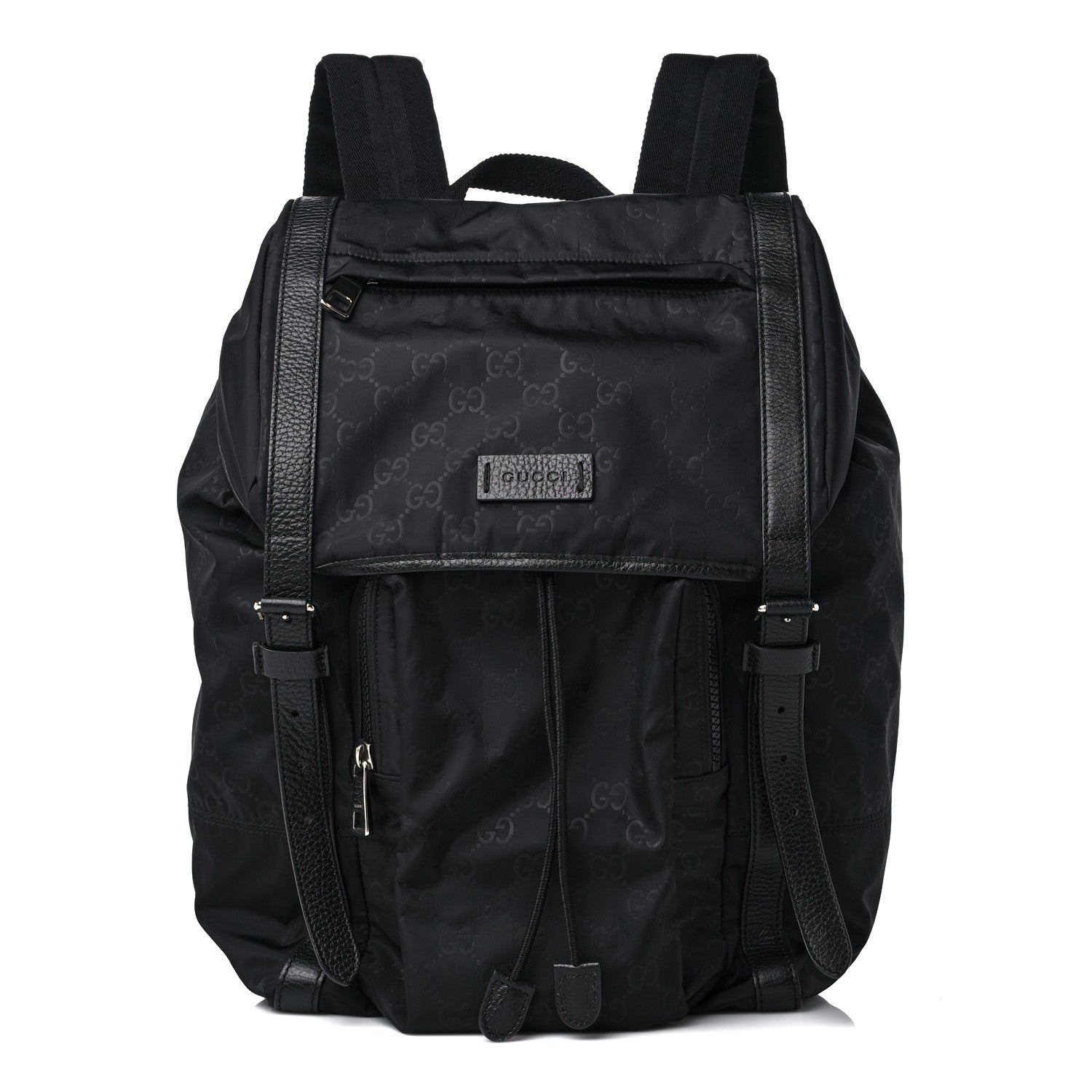 Gucci Nylon Monogram Medium Light Double Buckle Backpack Black 1 of 11