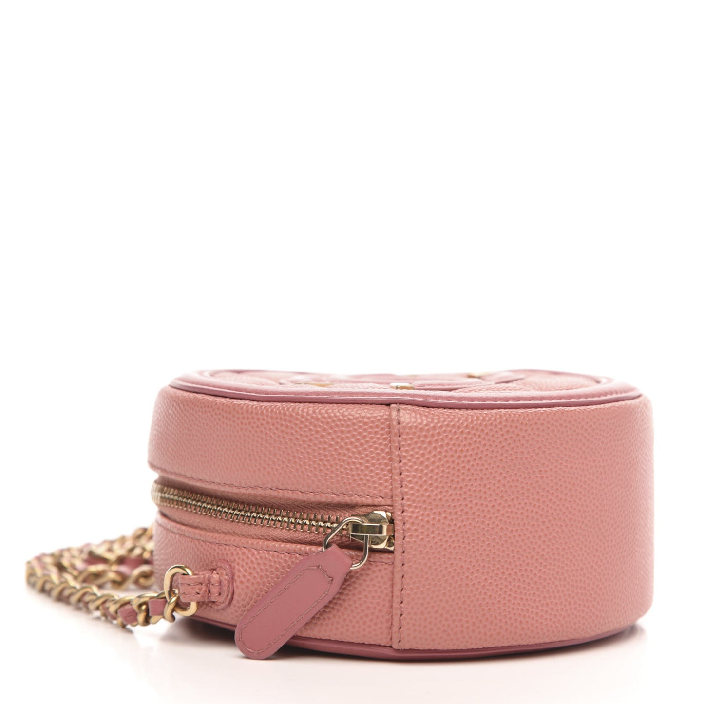 Caviar Quilted Round Filigree Crossbody Pink