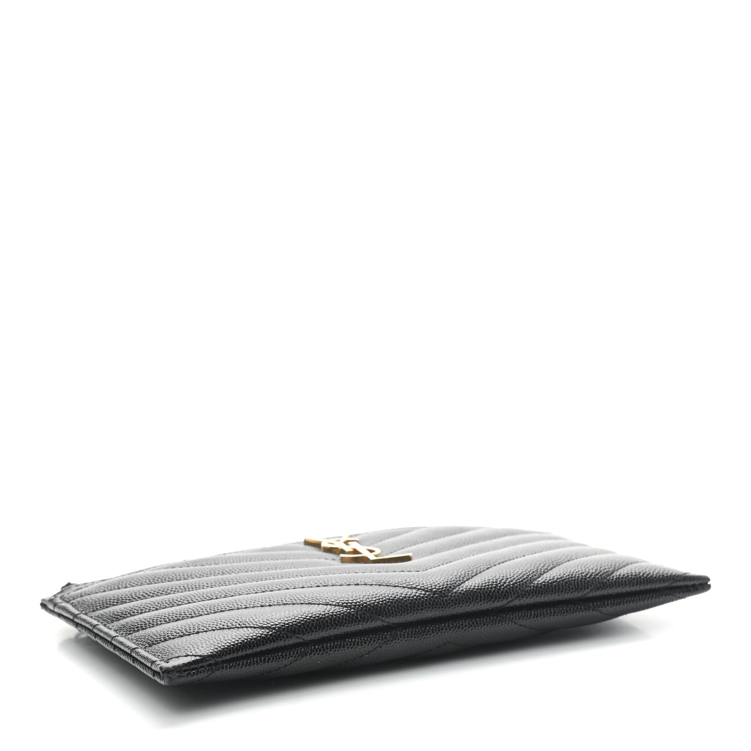 Saint Laurent Grain De Poudre Chevron Monogram Bill Pouch Black 4 of 7