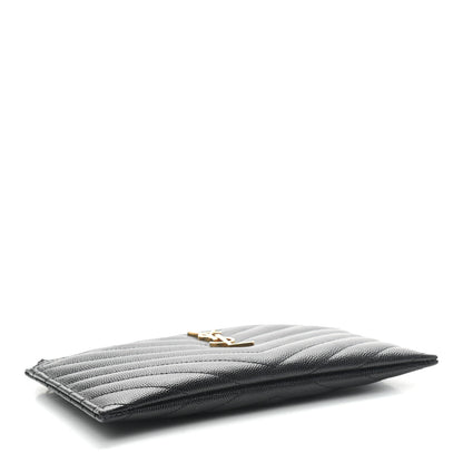 Saint Laurent Grain De Poudre Chevron Monogram Bill Pouch Black 4 of 7