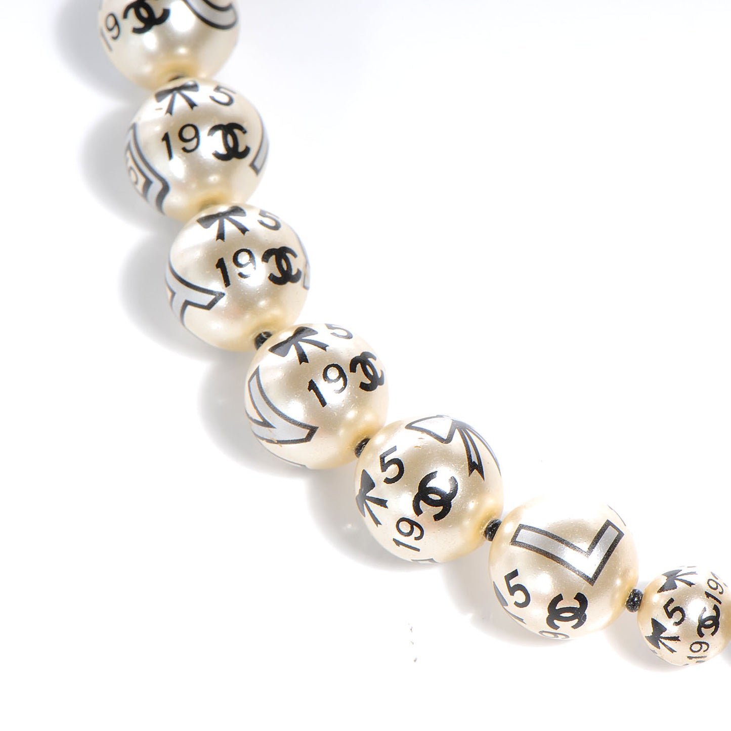 Pearl CC Coco Choker Necklace Ivory Black Gold