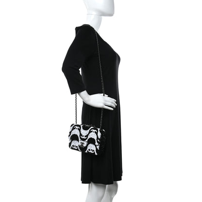 Chanel Sequin Mini Rectangular Flap Black White 2 of 9