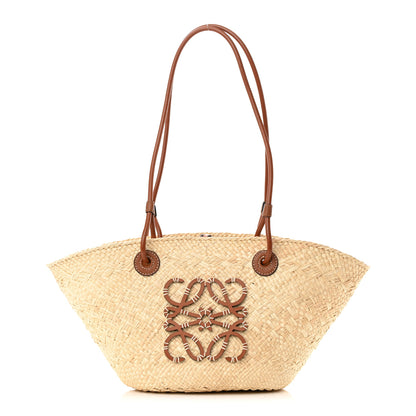 Loewe Calfskin Raffia Small Anagram Basket Tote Bag Natural Tan 1 of 11
