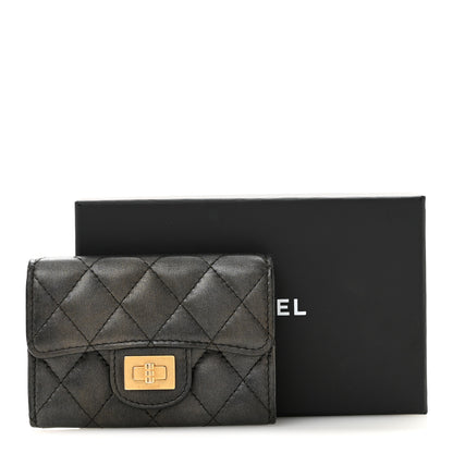 Chanel Metallic Calfskin Quilted Reissue Card Holder Wallet Charcoal 10 of 10