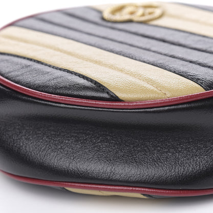 Gucci Azalea Calfskin Matelasse Diagonal Patchwork Mini Torchon GG Marmont Round Shoulder Bag Black Beige Romantic Cerise 11 of 11