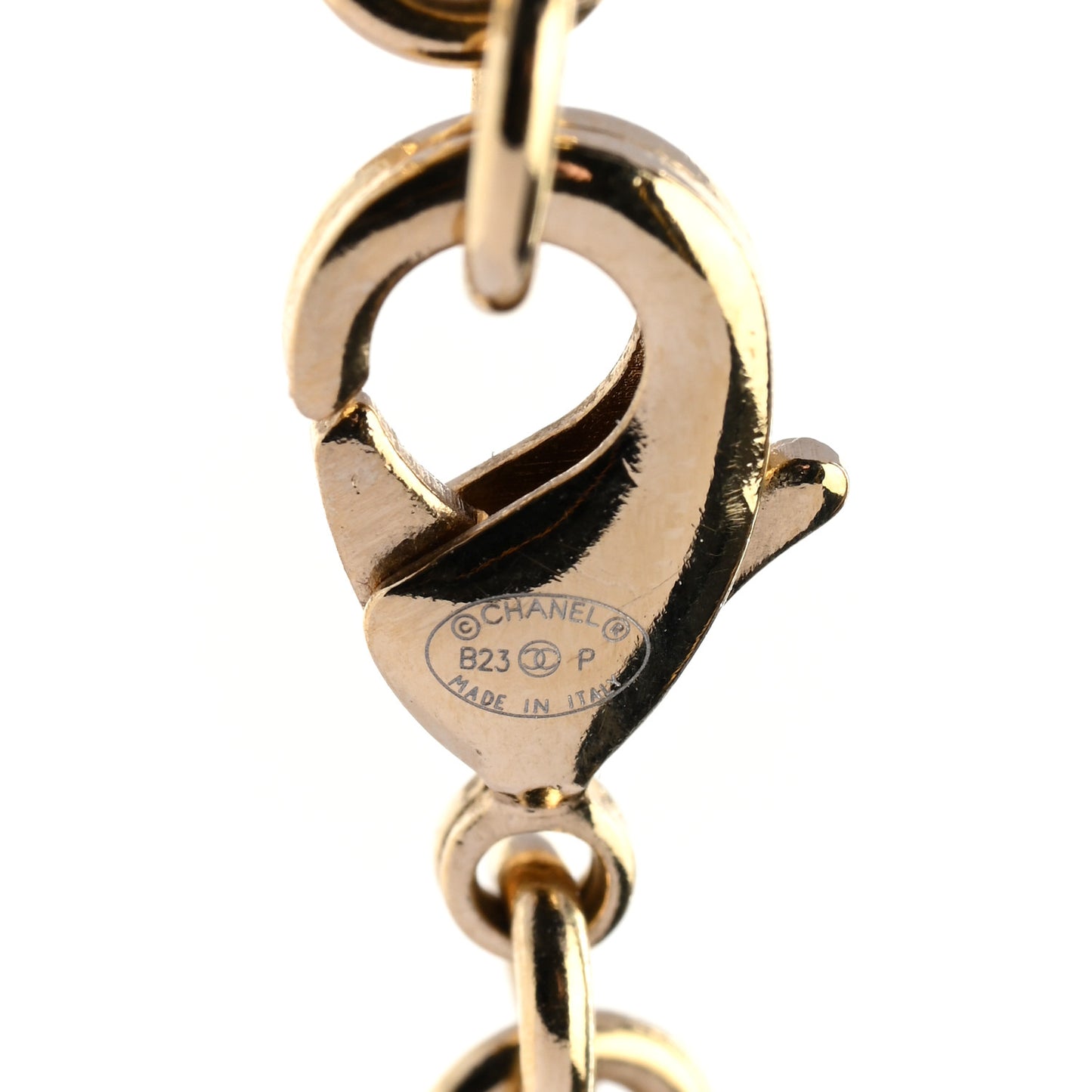 Crystal CC Heart Link Drop Necklace Gold