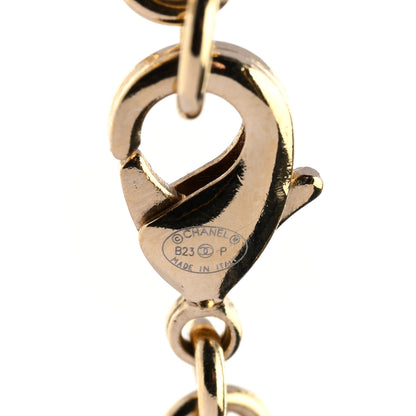 Chanel Crystal CC Heart Link Drop Necklace Gold 5 of 6