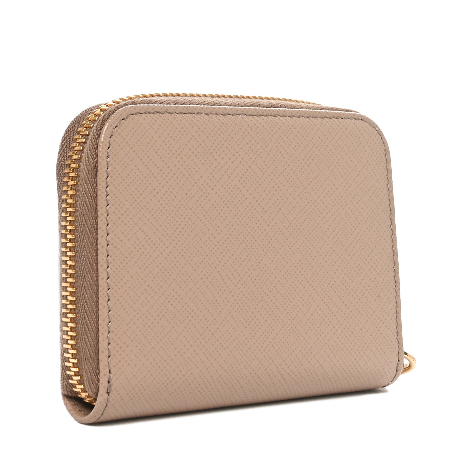 Prada Saffiano Metal Zip Coin Purse Cammeo 3 of 8