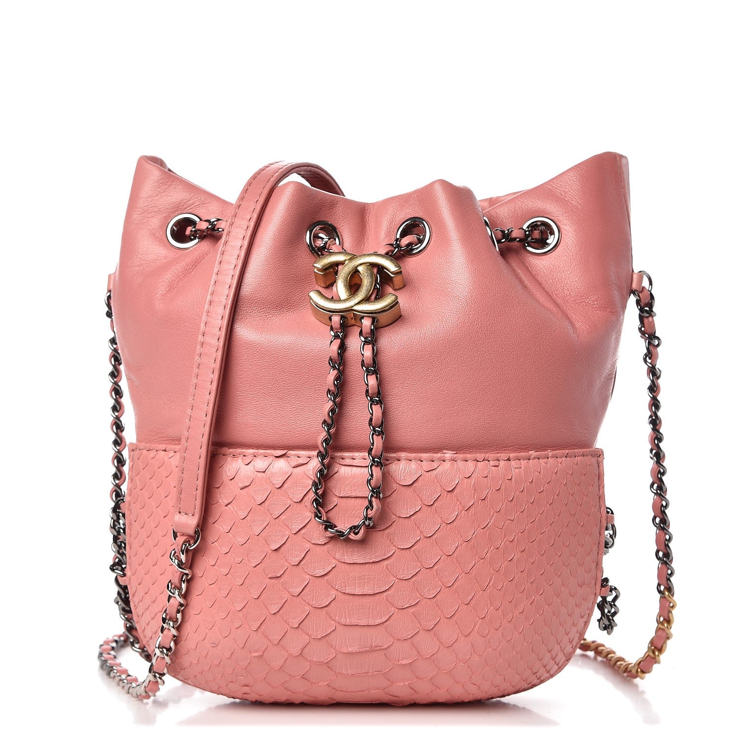 Chanel Python Calfskin Small Gabrielle Bucket Pink 1 of 10